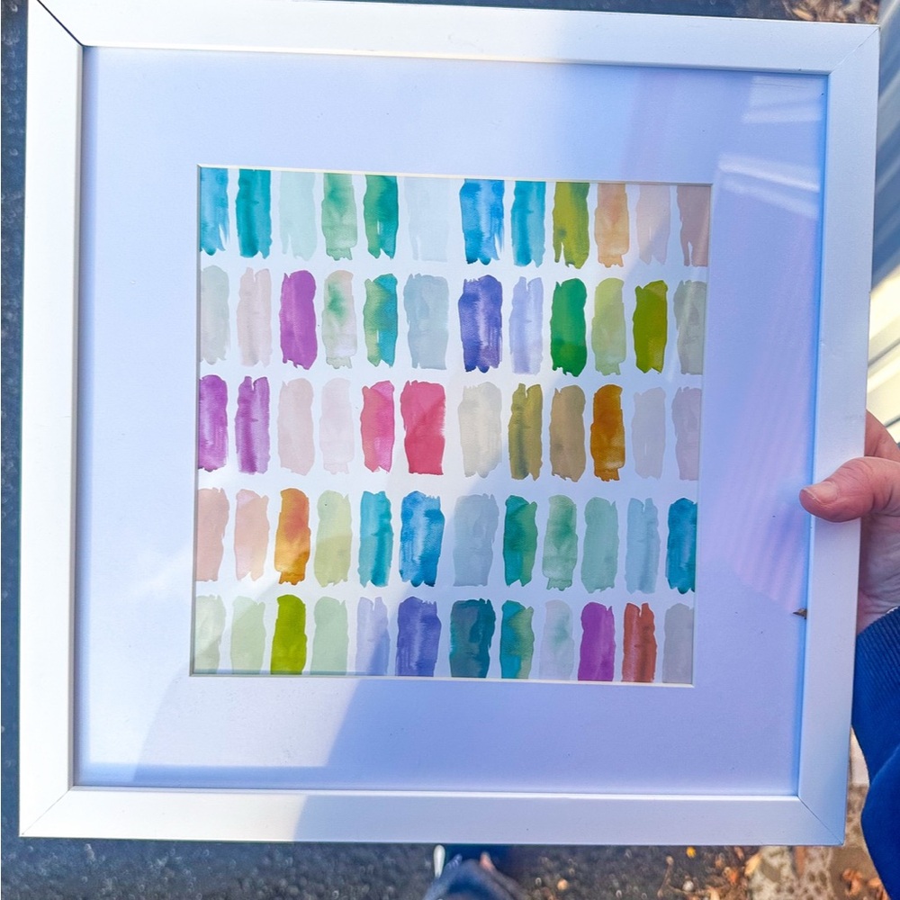 New! Colorful Abstract Art Print in White Frame from Pier 1 - Picture 2 of 3